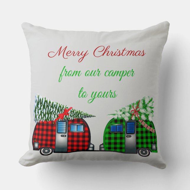 Coussin Joyeux Noël de notre campeurs à votre (Recto)