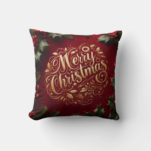 Coussin Joyeux Noël de verdure (Recto)