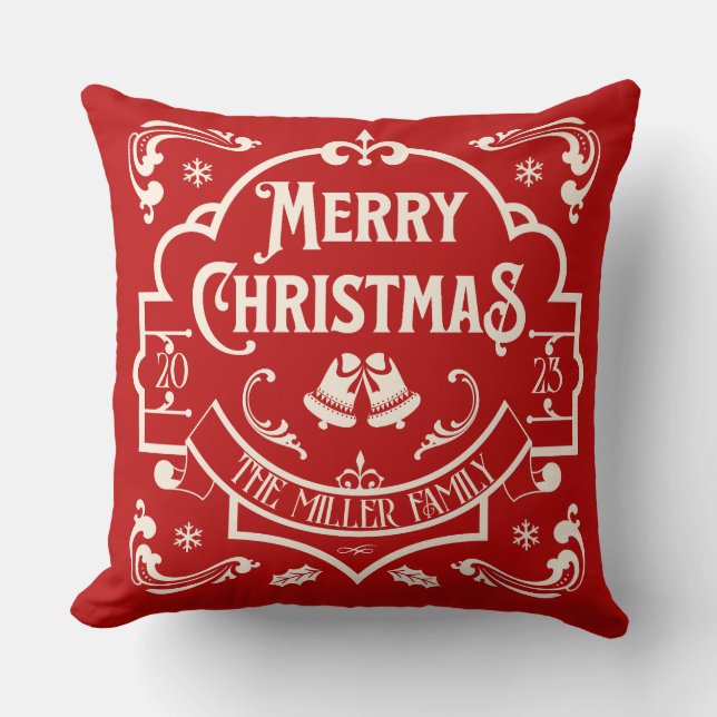 Coussin Joyeux Noël design vintage (Recto)