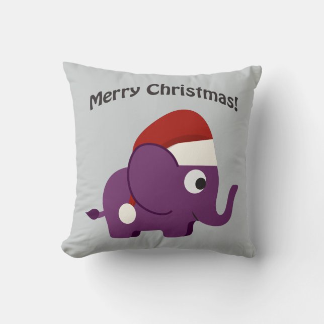 Coussin Joyeux Noël ! Éléphant de Père Noël (Recto)