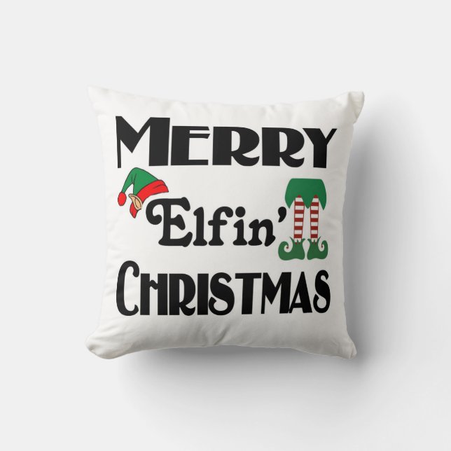 Coussin Joyeux Noël Elfin (Recto)