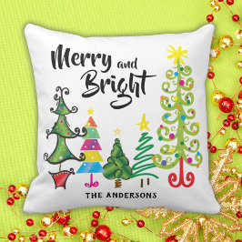 Coussin Joyeux Noël et arbres brillants Jeter l'oreiller