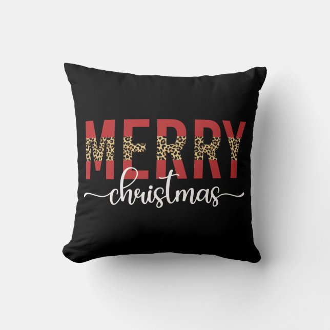 Coussin Joyeux Noël Famille Noël Fête Cadeaux (Recto)