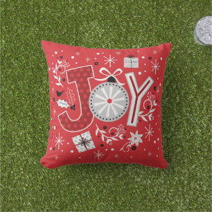 Coussin Joyeux Noël Fêtes rouges hiver