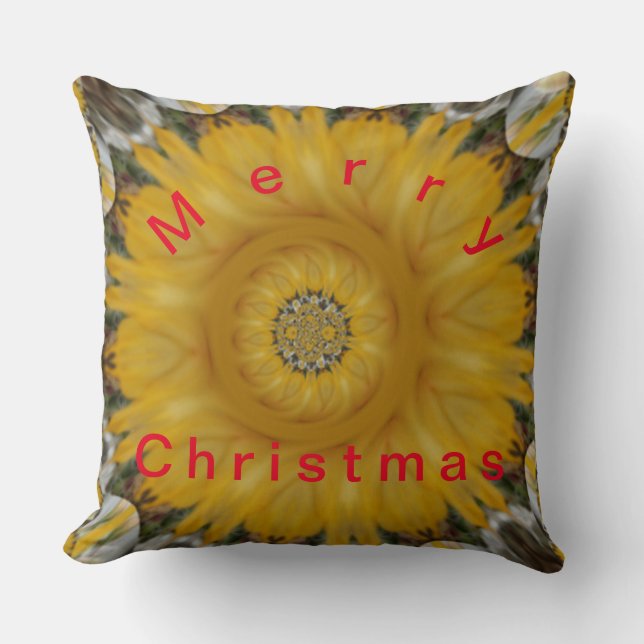 Coussin Joyeux Noël Floral Maison Décor (Recto)