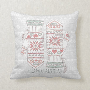 Coussin Joyeux Noël Gants tricotés Design