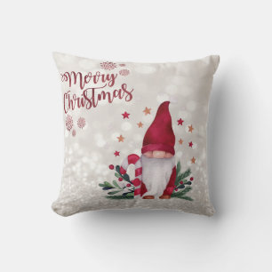 Coussin Joyeux Noël, Glittery Bokeh, Mignonne Gnome