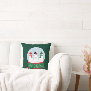 Coussin Joyeux Noël Globe des neiges Snowmen