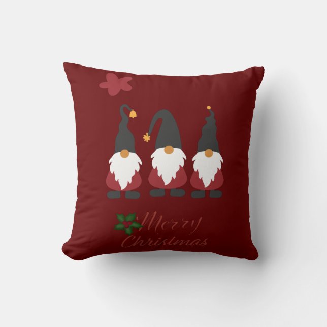 Coussin Joyeux Noël Gnomes doux (Recto)