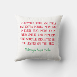 Coussin Joyeux Noël grand-mère et grand-père, texte Custom