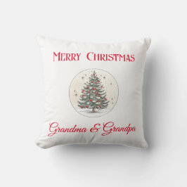 Coussin Joyeux Noël grand-mère et grand-père, texte Custom