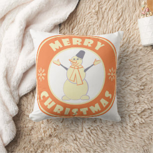 Coussin Joyeux Noël heureux bonhomme de neige célèbre styl