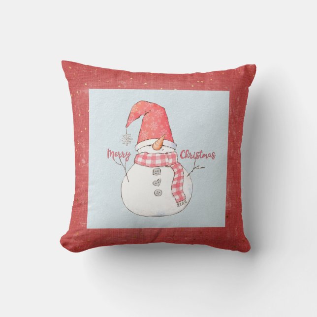 Coussin Joyeux Noël hiver Snowman Année Keïs (Recto)