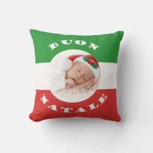 Coussin Joyeux Noël italien Buon Natale avec la photo