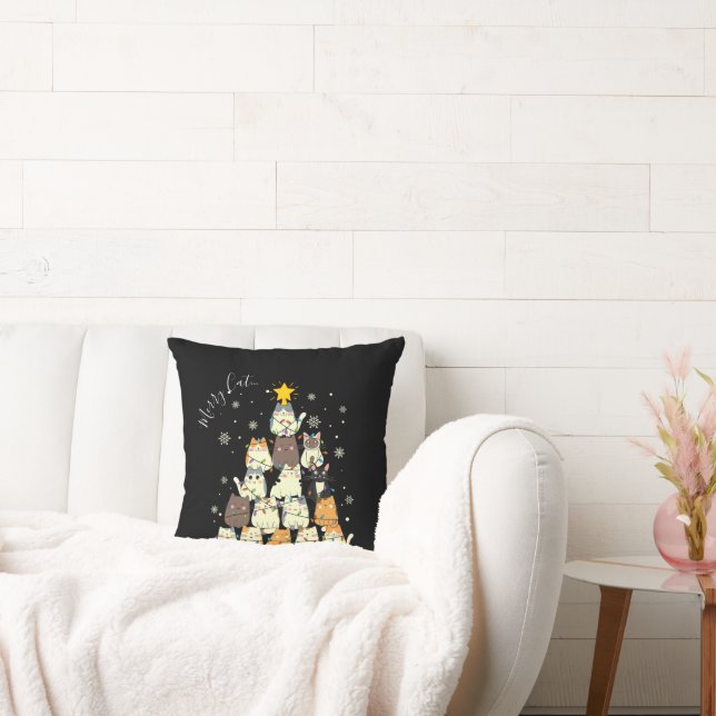 Coussin Joyeux Noël Joyeux Chat-Mas Cat Tree (Canapé)