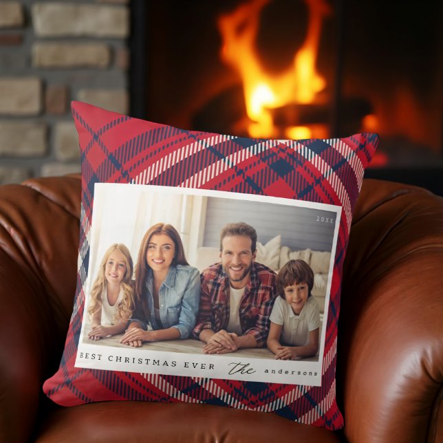 Coussin Joyeux Noël Joyeux Noël personnalisé Photo de fami (Créateur téléchargé)