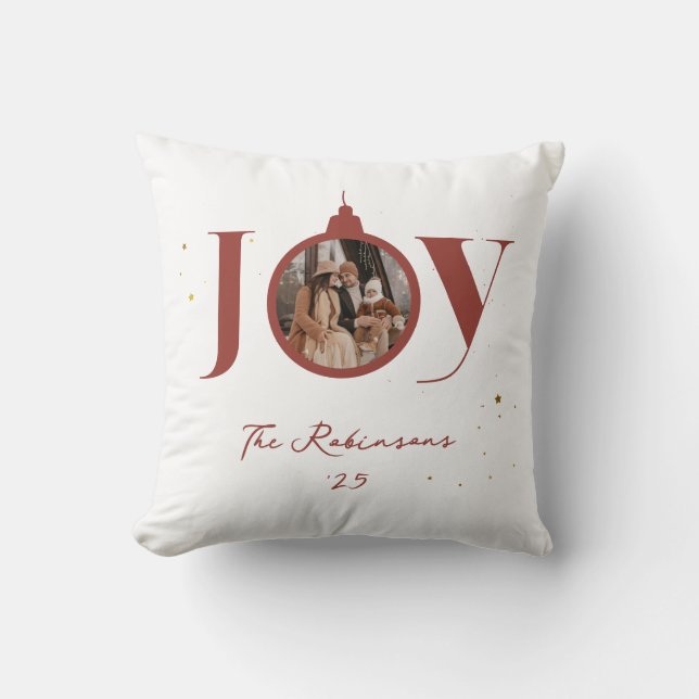 Coussin Joyeux Noël Keepsaké Famille Photo Joie Ornament (Recto)
