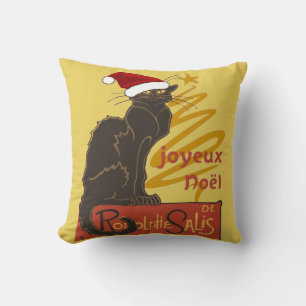Coussin Joyeux Noel Le Chat Noir Avec Arbre Doré Stylisé