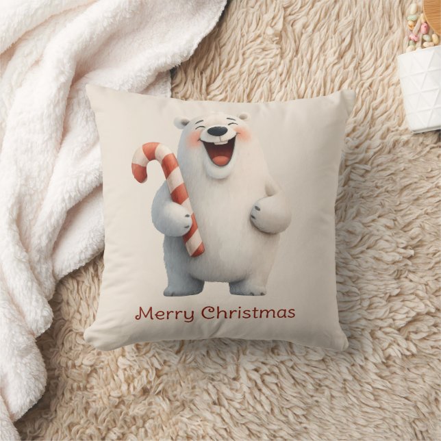 Coussin Joyeux Noël mignon Ours Polaire Design (Couverture)