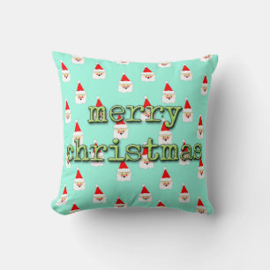 Coussin joyeux noël milieu du siècle moderne santa claus