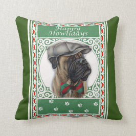 Coussin Joyeux Noël Noël Boxer Dog Holiday Art