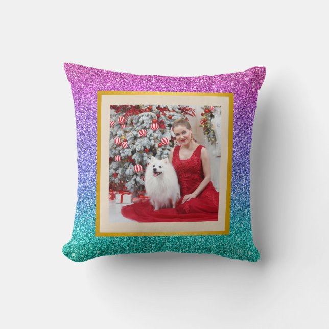 Coussin Joyeux Noël & Nouvel An cadeau arrière - plan moti (Recto)