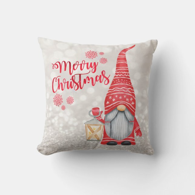 Coussin Joyeux Noël, Parties scintillant Bokeh, Mignonne G (Recto)