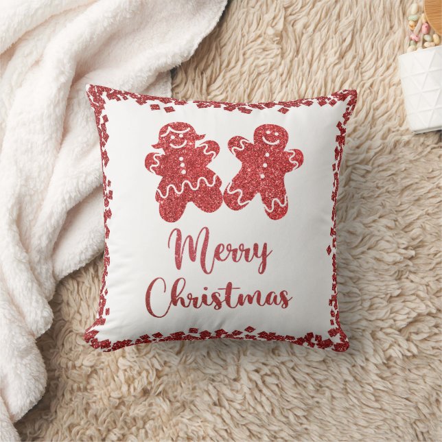 Coussin Joyeux Noël parties scintillant rouge (Couverture)