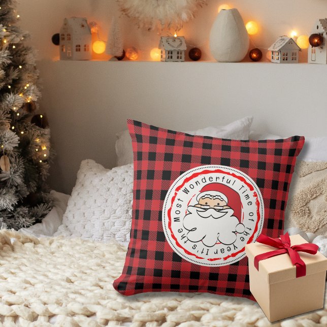Coussin Joyeux Noël Père Noël Cartographie Rouge Buffalo P (Créateur téléchargé)