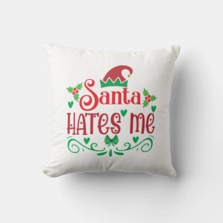 Coussin Joyeux Noël Père Noël me déteste