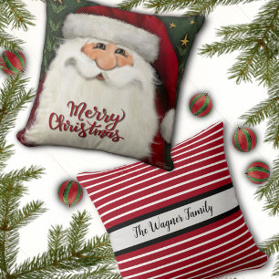 Coussin Joyeux Noël Père Noël Nom personnalisé Fête
