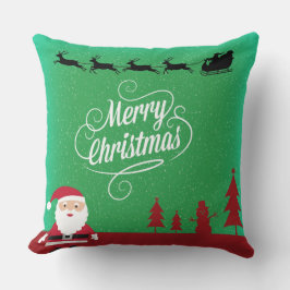 Coussin Joyeux Noël Père Noël Reindeers Gliding Thru Sky