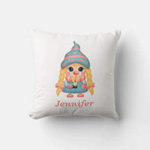 Coussin Joyeux Noël personnalisé mignonne fille naine