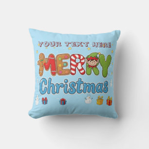 Coussin Joyeux Noël personnalisé Texte personnalisé Fêtes