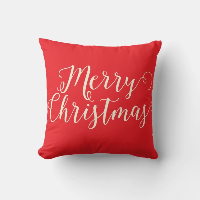 Coussin Joyeux Noël Rouge Beige Noël (Recto)