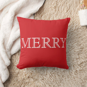Coussin Joyeux Noël rouge et blanc décoratif