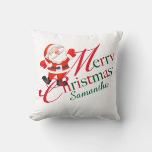 Coussin Joyeux Noël Rouge et Blanc Vacances