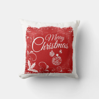 Coussin Joyeux Noël rouge et blanc Vintage rétro