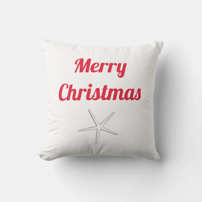 Coussin Joyeux Noël Rouge Étoile de Mer Cadeau Mignon (Recto)