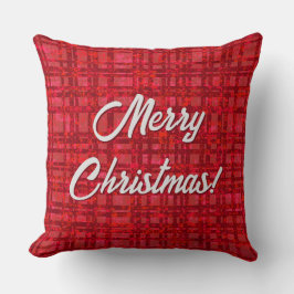 Coussin Joyeux Noël Rouge Plaid