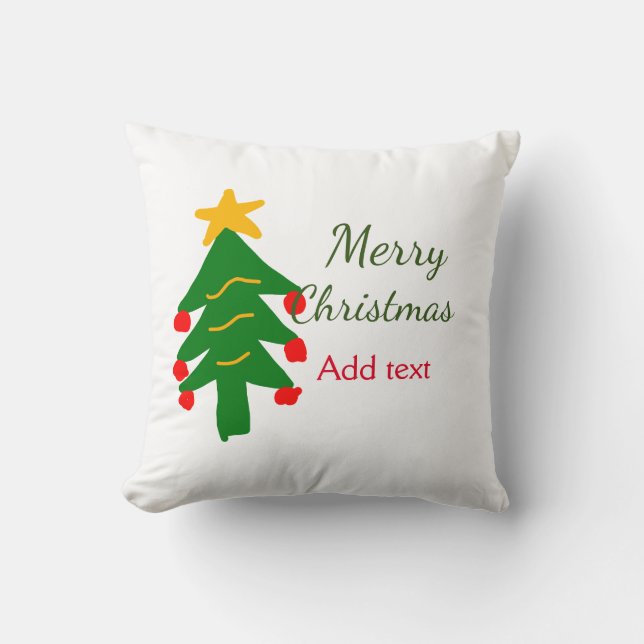 Coussin Joyeux Noël rouge vert Noël ajouter le nom (Recto)