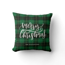 Joyeux Noël Script Green Plaid Holiday