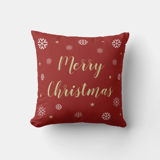 Coussin Joyeux Noël Snowflakes Rouge (Recto)