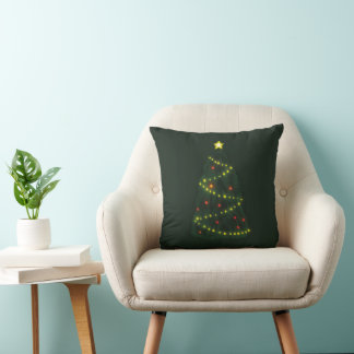 Coussin Joyeux Noël sous un arbre de Noël brillant