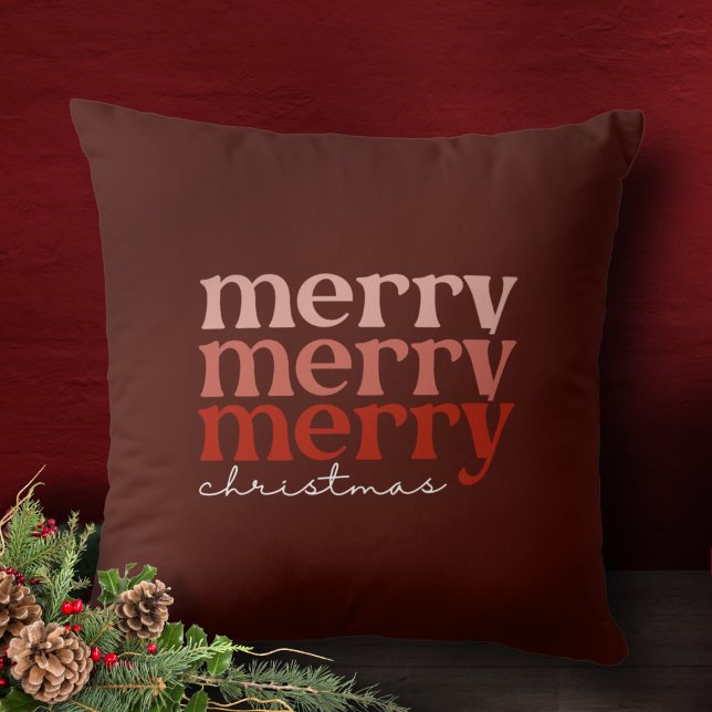 Coussin Joyeux Noël Texte de voeux Rouge (Créateur téléchargé)