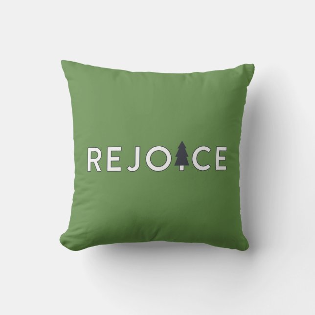 Coussin Joyeux Noël vert et blanc moderne (Recto)