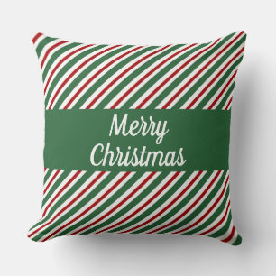 Coussin Joyeux Noël Vert Rouge rayé