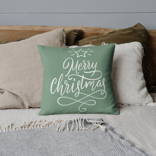 Coussin Joyeux Noël vert simple Jeu d'oreiller