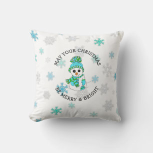 Coussin Joyeux Noël Whimsman Snowman et Snowflake
