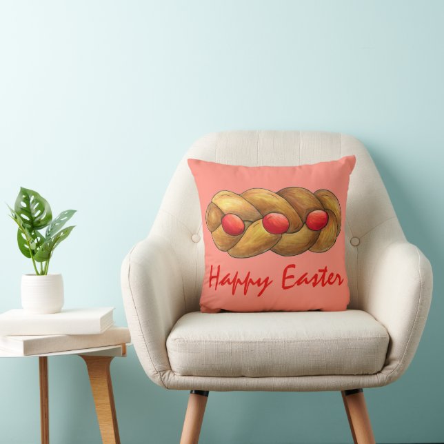 Coussin Joyeux Pain de Pâques Tsoureki Pain de Fête Grec A (Chaise)